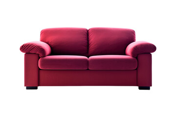 Fototapeta premium Sofa deco style in red isolated on transparent background. Front view. Series of furniture