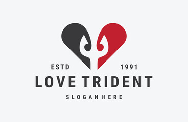Love trident logo icon design template vector illustration