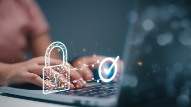 Protection network security computer and safe your data concept. Digital crime by an anonymous hacker.