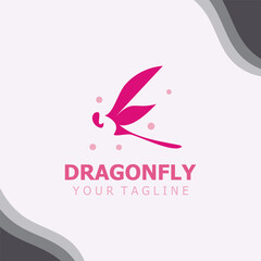 Fototapeta premium Dragonfly logo design modern and elegant minimalist color style monoline illustration