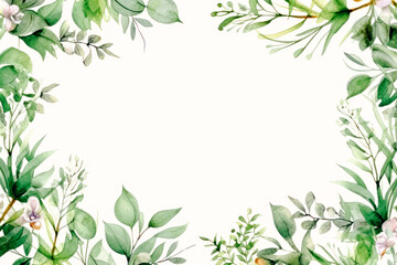 Pale watercolor botanical frame, Generative AI