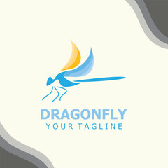 Dragonfly logo design modern and elegant minimalist color style monoline illustration