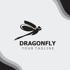 Dragonfly logo design modern and elegant minimalist color style monoline illustration
