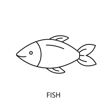 Fish allergen in vector line icon.