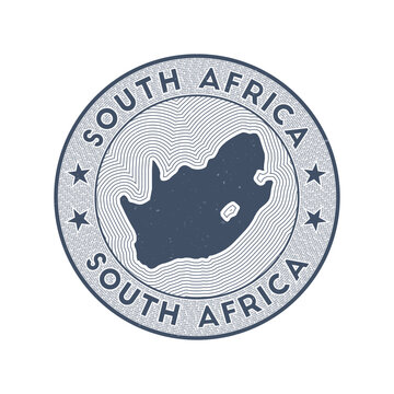 South Africa round badge vector. Country round stamp with shape of South Africa, isolines and circular country name. Amazing emblem. Astonishing vector illustration.