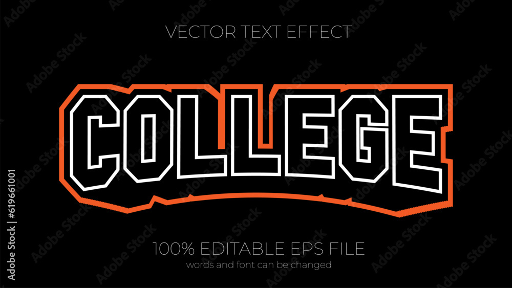 Poster college editable text effect style, eps editable text effect