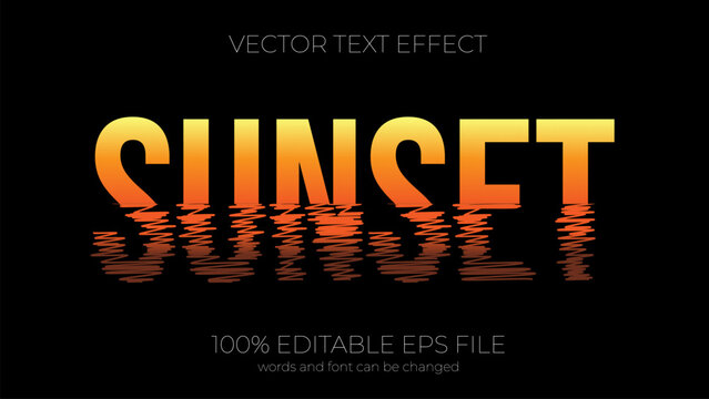 Sunset editable text effect style, EPS editable text effect