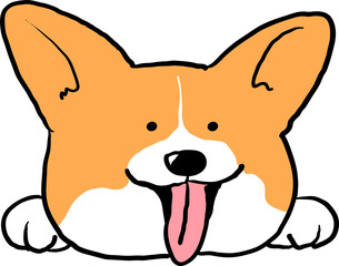 Cute Cartoon Corgi Dog Head Character
