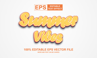 Editable text effect-summer vibes style vector template