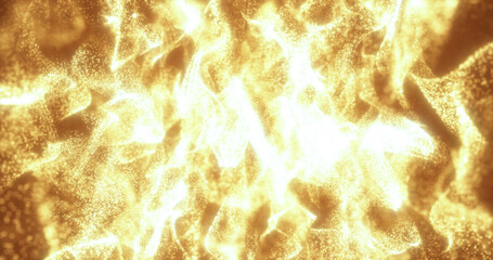 Abstract yellow energy waves futuristic hi-tech glowing particles background