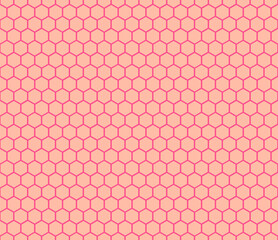 Seamless pink honeycomb pattern. Endless honey comb hexagon pattern.