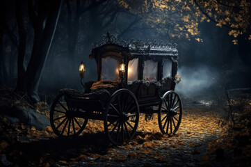 Plakat Spooky Carriage created with Generative AI technology