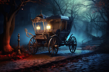Fototapeta na wymiar Spooky Carriage created with Generative AI technology