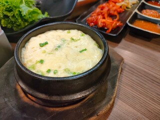 Scrambled eggs, poached egg easy food for health lovers.