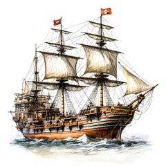 Naklejka premium A china brigantine ship