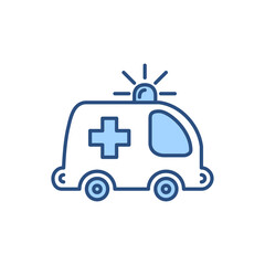 Ambulance Car related vector line icon. Emergency response. Accident department. Medical vehicle Isolated on white background. Vector illustration. Editable stroke