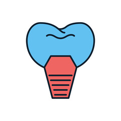 Implant Dentistry Icon. Implant Sign Related Vector Icon. Isolated on White Background. Editable vector illustration