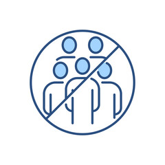 Avoid crowded places related vector icon. Group of people in prohibition sign. Isolated on white background. Editable vector illustration
