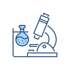 Medical research related vector icon. Microscope and test flask sign. Isolated on white background. Editable vector illustration