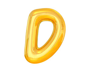 Letter D Golden Balloons 3D