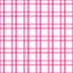Gingham seamless pattern.Pink background texture. Checked tweed plaid repeating wallpaper. Fabric design.