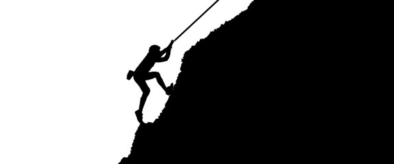 rock climber silhouette,target conceptual photo illustration.success concept
