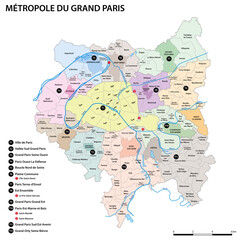 Vector map of the Union of Municipalities of Metropolis of Greater Paris, France - 619666669
