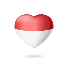 Indonesia flag heart. Vector illustration of Indonesia Flag in heart shape for Indonesia Independence Day design element.