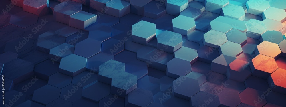 Poster abstract futuristic digital geometric technology hexagon background banner illustration - colorful p