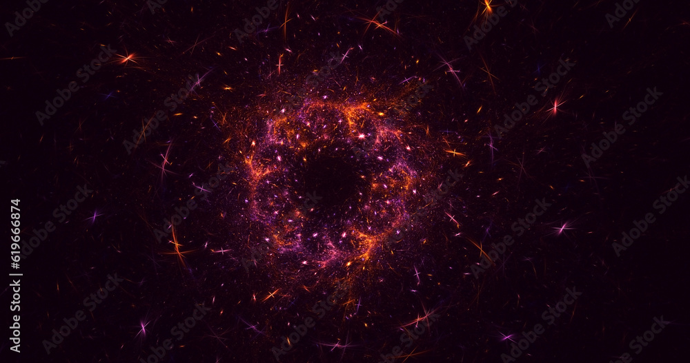 Wall mural 3d rendering abstract multicolor technology fractal light background