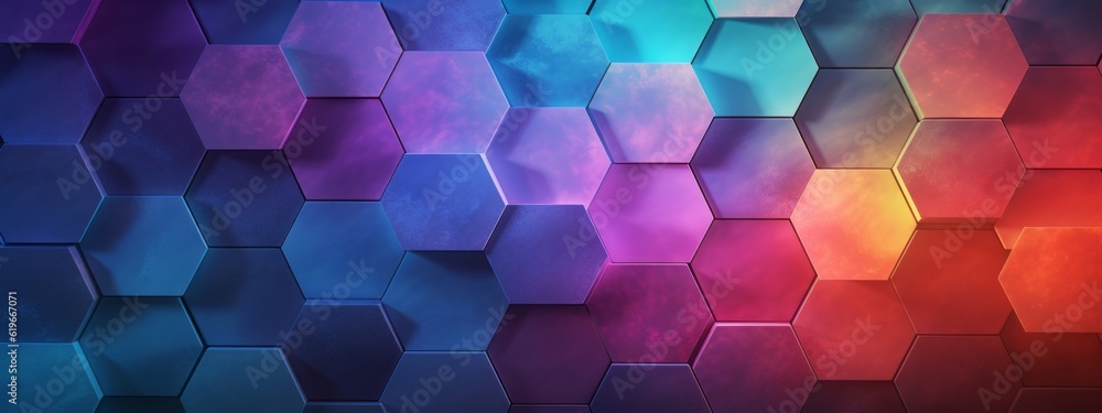 Aufkleber abstract futuristic digital geometric technology hexagon background banner illustration - colorful p