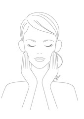 スキンケアをする女性