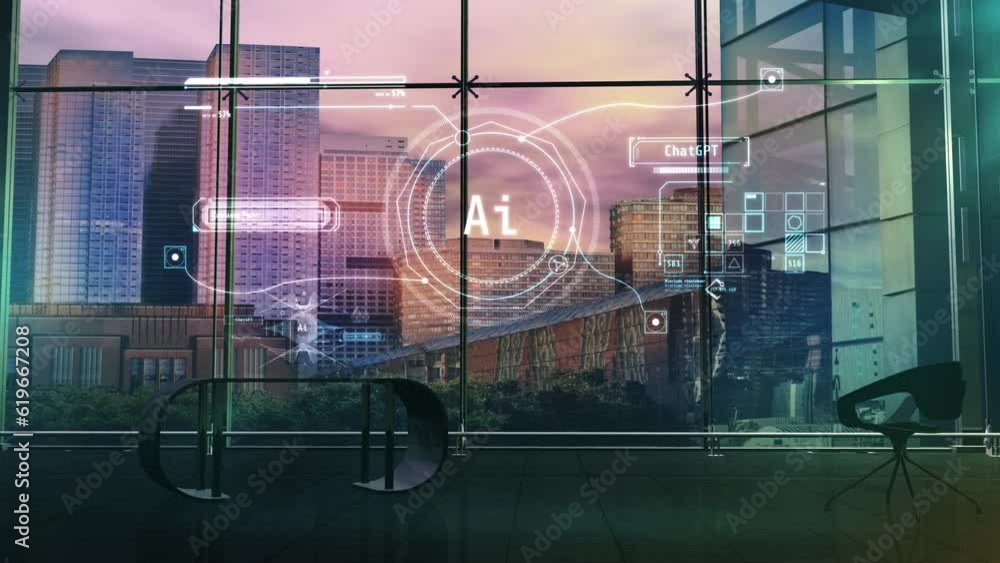 Poster artificial intelligence technologies in infographics. 3d render