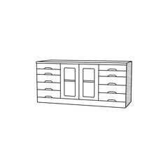 Shelf furniture minimalist logo, vector icon illustration design template