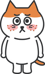 Orange tabby cartoon cat having an acne outbreak, vector illustration.
