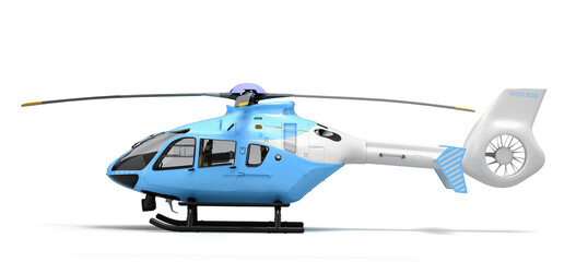 multipurpose passenger helicopter for air transportation left view 3d render on white