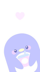 ペンギンと美味しいドリンクイラスト☆PNG