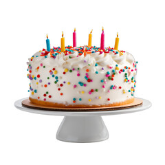Colorful Birthday Cake isolated on white background. Transparent background