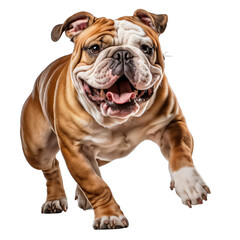 Energetic Bulldog isolated on white background. Transparent background