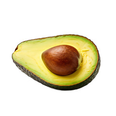 Ripe Avocado Half isolated on white background. Transparent background
