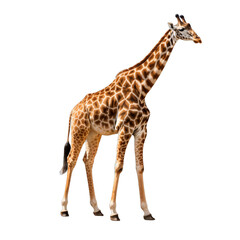 Naklejka na ściany i meble Giraffe isolated on white background. Safari animal, long neck. Transparent background