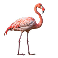 Pink Flamingo isolated on white background. Transparent background