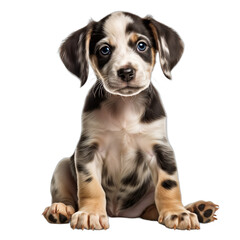 Sitting Puppy isolated on white background. Transparent background