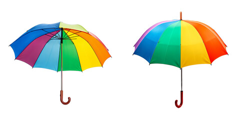 Colorful Rainbow Umbrella isolated on white background. Transparent background