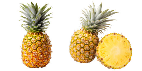 Tropical Pineapple isolated on white background. Transparent background