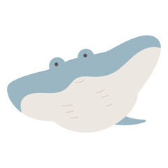 sea life illustration. A cute stingray is swimming.