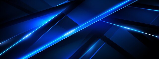 Futuristic technology digital concept background banner website illustration - Dark blue abstract background with glowing geometric glowing shiny lines (Generative Ai)