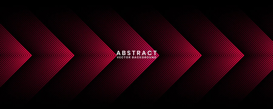 3D Red Techno Abstract Background Overlap Layer On Dark Space With Glowing Arrows Effect Decoration. Modern Graphic Design Element Future Style Concept For Banner, Flyer, Card, Or Brochure Cover