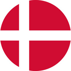 round Danish flag of Denmark
