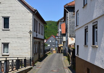 Narrow Street in the Old Town of Ruhla in the Thuringian Forest